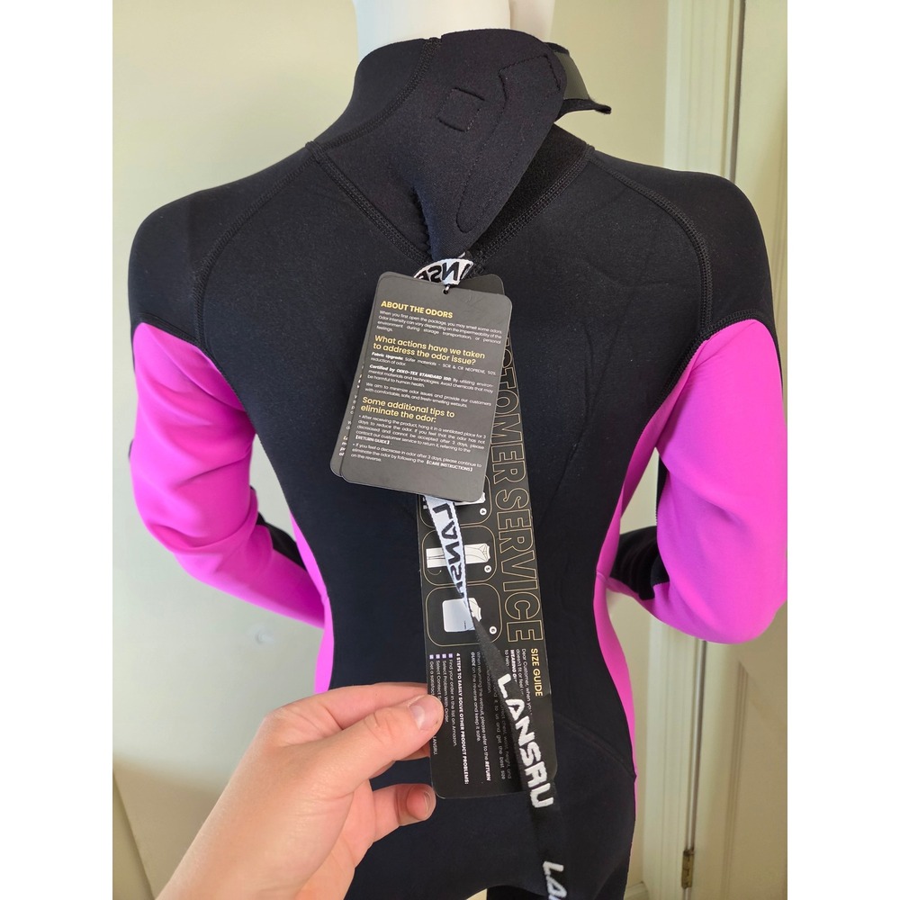 Lansru Womens 3mm Neoprene Full Body Wetsuit Black Pink Scuba Diving Surfing NWT - Picture 8 of 16